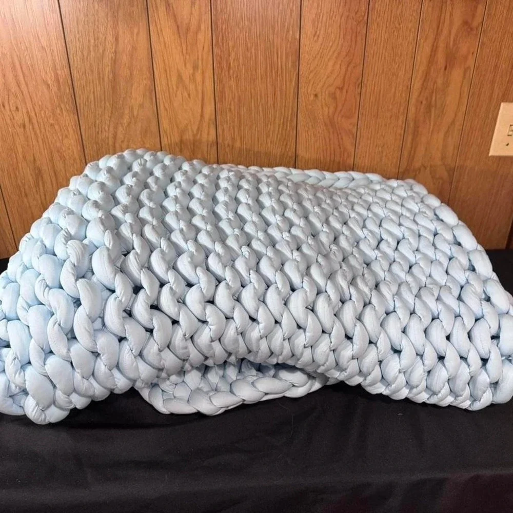 Comfrt 20lb weighted Driftwood‎ Chunky knit blanket NEW